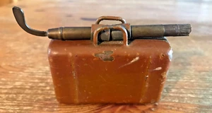 Vintage Suitcase Travelling Writing Set Miniature Metal Case Inkwell Pencil Set - Picture 1 of 12