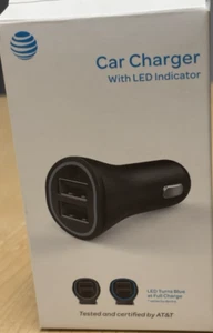 AT&T Dual Port USB Car Charger 4.8A w' LED Indicator Universal -BRAND NEW IN BOX - Picture 1 of 3