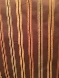 Upholstery Fabric Terra Cotta Brown Green Gold Striped Polyester BTY - Picture 1 of 8
