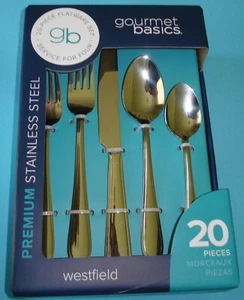 Mikasa Westfield Gourmet Basics 20 Piece Stainless Steel Flatware Set New - Picture 1 of 9