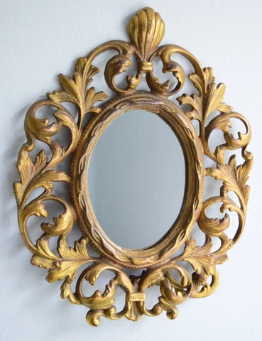 Gilt Cast Iron Stand-Up Frame and mirror - Easel French Rococo Style 11" x 8.5" Cover