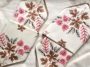 Vtg Tablecloth Napkins Timely Linens 5th Ave Tea Set Linen Leave 45" Sandalwood - Picture 1 of 5