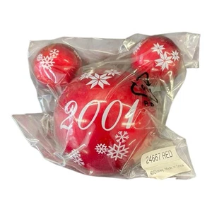 Disney Mickey Mouse Ears Red 2001 4” Glass Ornament - Picture 1 of 2