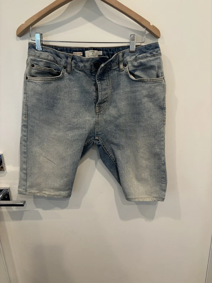 Новые без ценников джинсовые шорты Top Shop для парней размер 34 синяя джинсовая ткань - Изображение 1 из 4