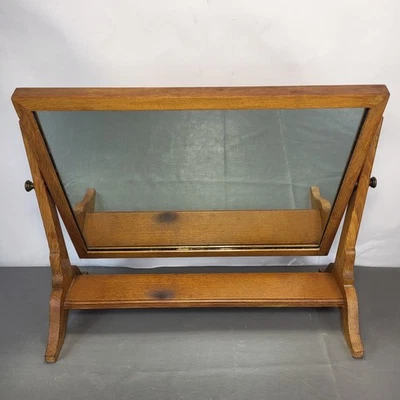 Mid Century Air Ministry Oak Free Standing Table Mirror Stamped A.M Crown 1952  - Image 1 of 4