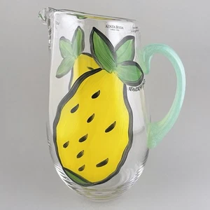 Kosta Boda Glass Pitcher Hand Painted Lemons Signed Ulrica Hydman Vallien - Picture 1 of 22