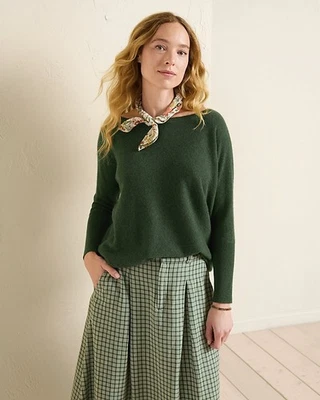 Garnet Hill Essential Cashmere Cropped Sweater Women's Medium Nori Heather Green - Image 1 of 3