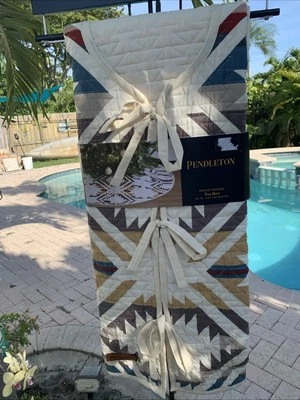 Nueva Falda Árbol de Navidad PENDELTON “White Shores” 54” Algodón Redondo Foto 1 de 4