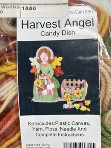 Harvest Angel Candy Dish Plastic Canvas Kit Fall Vintage New - Picture 1 of 3
