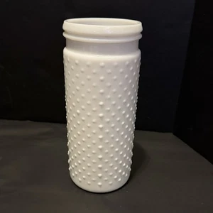 Jarrón de vidrio blanco con leche Hobnail 9" H decoración almacenamiento SIN TAPA - Imagen 1 de 5