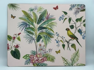NEW Pottery Barn Pink Tropical Cork Back Placemats Set/4 Palm Bird SHIPS FREE! - Picture 1 of 2
