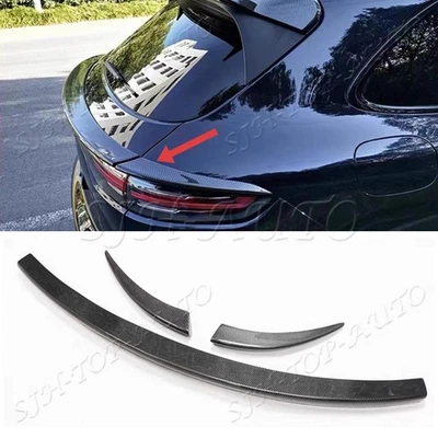 For Porsche Cayenne 2019-2025 Carbon Fiber Rear Tail Door Spoiler Wing Lip 3PCS - Image 1 of 4
