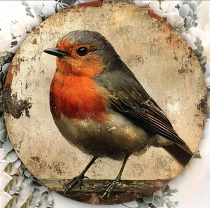 Rustic Robin Red Breast Decorative Metal Wall Sign Decor Robins Birds - Picture 1 of 2