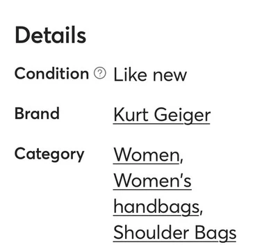 Kurt Geiger Large Shoulder Bag. New Without Tag. - Image 1 of 4