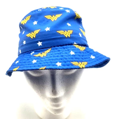 WONDER WOMAN Sombrero para el Sol Niño Azul Blanco Estrellas Amarillo Rojo Logo Talla Única Foto 1 de 4