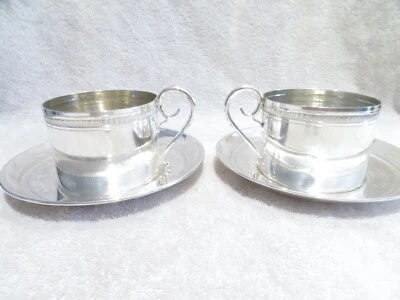 Magnífico 1910 francés 950 plata 2 tazas grandes desayuno imperio st 38cl Foto 1 de 4
