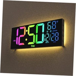 Digital Wall Clock, 13" Large Display Alarm Clock with Remote Control, 13 Inch - Picture 1 of 7