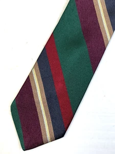 Cravatta a righe Barnett Bros classica verde bordeaux blu navy 3" con business preppy USA - Foto 1 di 9