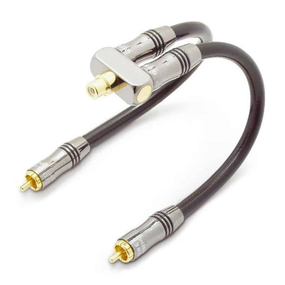 QED Performance Subwoofer Single Phono Socket to Dual RCA Plug Y-sw Adaptor