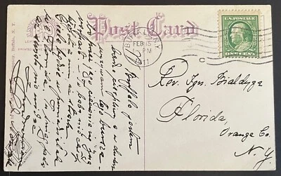 Buffalo, New York Post Card - mailed Feb 15, 1911 to Florida, Orange County, NY - Image 1 of 2