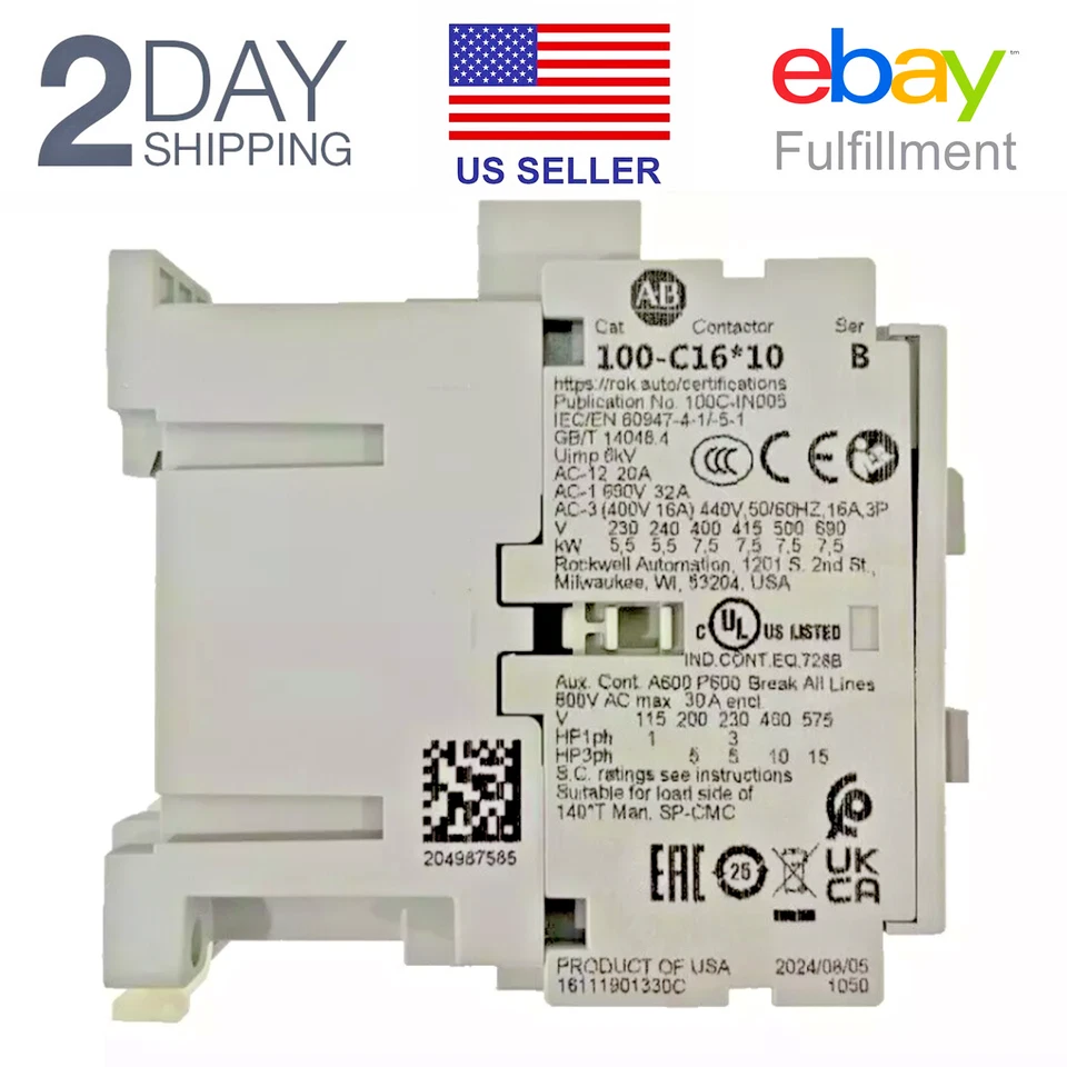 Allen-Bradley 100-C16D10 16 AMP 120VAC COIL IEC Contactor New Sealed US STOCK - Image 1 of 4