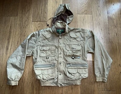VTG Orvis Fly Fishing Shell Jacket Mens L/XL Tan Khaki Pockets Utility Rare - Image 1 of 4
