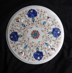 12" side end Marble white Table Top Pietra dura Inlay Furniture Decor - Picture 1 of 1