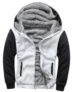 Men's Pullover Winter Workout Fleece Hoodie Jackets XX-Large W02whiteblack - Picture 1 of 7