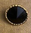 Gold Button W/ Black Multi-Faceted Stone 5/8" New