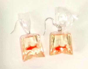 FISH IN BAG Wire Drop Earrings with Silver Hooks - Picture 1 of 2
