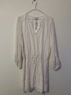 $458 Nuevo con etiquetas Mini Vestido Joie Seda Talla S Blanco Ojales Foto 1 de 4