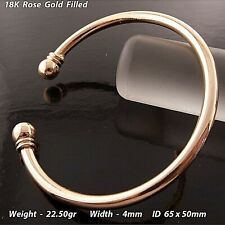 Bangle Real 18k Rose Pink Gold Filled Solid Statement Open Bead Cuff Bracelet  