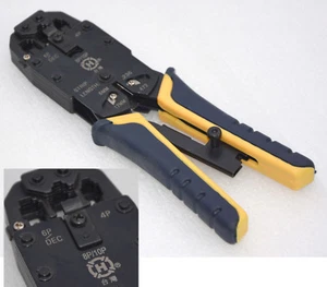 CRIMPZANGE CRIMPTOOL RJ48 RJ-48 10P10C AUCH RJ10 RJ11 12 RJ-45 MODULARSTECKER  - Afbeelding 1 van 1