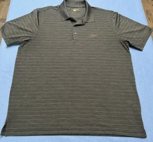 Men's Greg Norman Play Dry Polo Shirt Size Large Gray Striped Short Sleeve VGUC - Picture 1 of 8