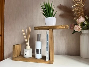 Wooden Handmade Organiser | 2 Tier Little Rustic Display Shelf |Next Day Postage - Picture 1 of 8