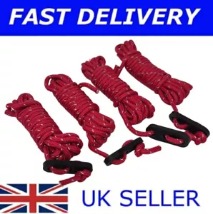 🔥X4 REFLECTIVE RED Guy Line Ropes 2.4 M 4mm Tent Camping Gazebo Rope Awning - Picture 1 of 2