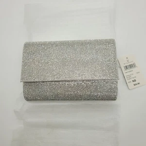 Windsor Small Silver Beaded Coin Purse Wallet with Chain Shoulder Strap - Picture 1 of 5