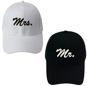 Juego de regalo de boda Mr & Mrs para parejas gorras sombreros ajustables talla única novia novio - Imagen 1 de 2