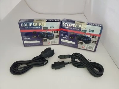 2 NEW Factory Sealed Eclipse Controllers + 2 6FT Extensions for Sega Saturn ## - Image 1 of 2