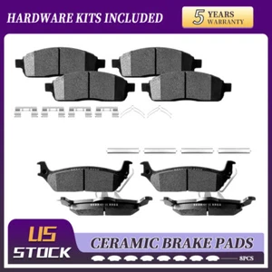 For Ford F150 2004 2005 2006 2007 2008 Front Rear Ceramic Brake Pads W/ Hardware - Picture 1 of 6