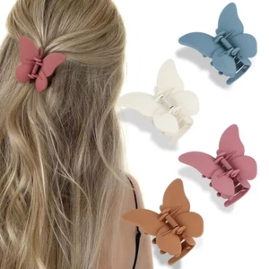Matte Butterfly Claw Clips for Women & Girls - 4 Pack Hair Accessories - Picture 1 of 12