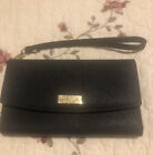 Kate Spade Saffiano Leather Womens  Black Tri Fold Phone Case Wallet /Wristlet