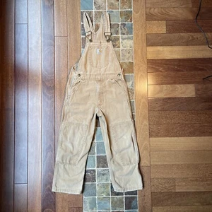 Boys Youth Carhartt Tan Bibs Overalls Size 6 - Picture 1 of 8