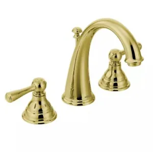 New Moen Kingsley 8" High Arc Widespread Faucet T6125P Polished Brass with Valve - Picture 1 of 2