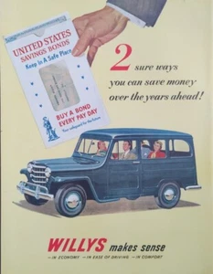 Anuncio impreso Whilly's Overland Jeepster 1950 vintage. Green Station Wagon - Imagen 1 de 1
