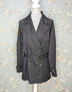 Uniqlo Woman's Mac Coat Trench Coat Size XL Black Belted Lined Excellent quality - Picture 1 of 12