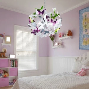 Pendelleuchte Hängelampe Kinderzimmerleuchte Schmetterlinge bunt G4 4-Flammig - Bild 1 von 12