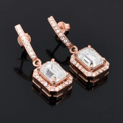 Pendientes de diseñador de diamantes blancos de 5 quilates, acabado rosa - gran brillo. Certificados. Foto 1 de 4