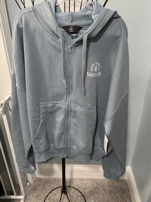 New Volcom stone company sage green full zip jacket cropped women’s large hooded - Image 1 of 4