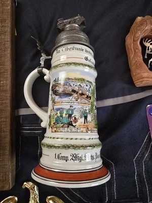 Vtg. KAISER 483B Imperial German Regimental Beer Stein with domed Pewter lid - Image 1 of 4